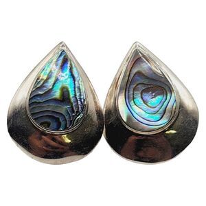 Beautifully Sized Abalone Teardrops 925 Sterling Silver Stud Earrings